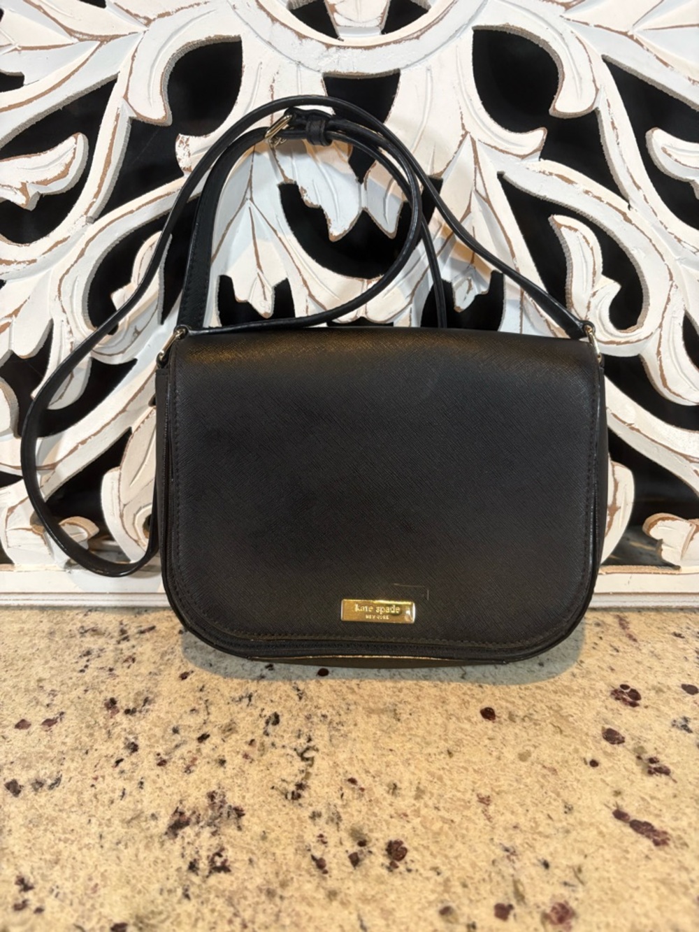 Kate Spade Black Saffiano Leather Crossbody Bag